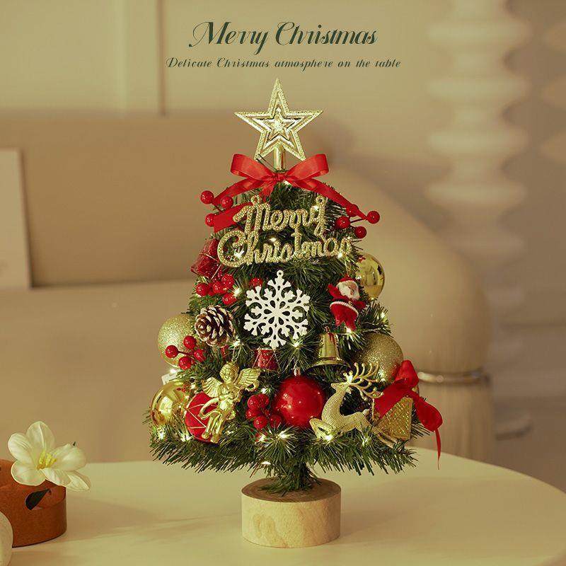 迷你圣诞353树桌面2025新款d家用摆件套餐圣iy发光密小型诞节装加