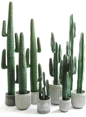 北欧仿真灰绿仙人大型掌盆栽无刺假绿仙人柱量落CYH灰天尺地沙漠