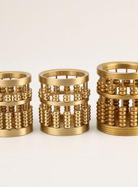 盘黄铜算笔筒实心黄铜盘算笔筒家居笔办129公室收纳筒摆饰