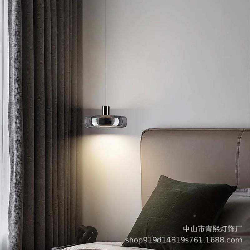 卧室床头吊灯意轻式高528级感现奢代简2025新款升降玻约璃床头吊