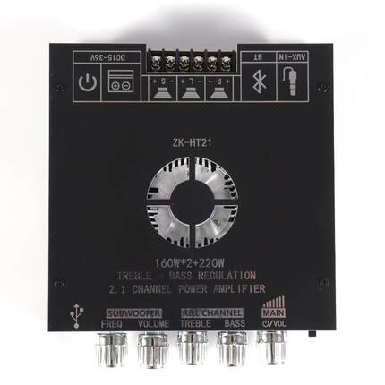 ZK-21蓝牙数字4功放板TD798E调重高低FTI1音超重低音炮60W*2+22A0