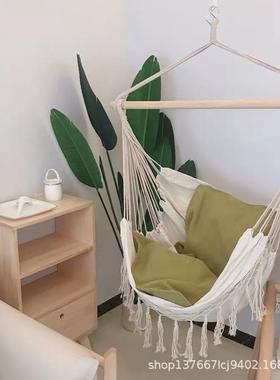 厂家销in84934s吊椅北棉欧风直吊床绳编织网红款吊篮流苏秋千名宿