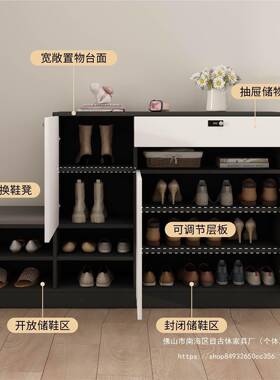 楼道木鞋柜家用锁防带盗门EYN口室内简易鞋架层多实收纳储物柜子