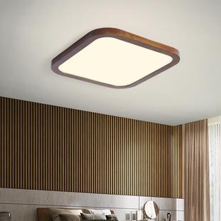 超薄客厅灯现代简约胡桃创359意薄款 方形卧灯圆形木阳台长过道室