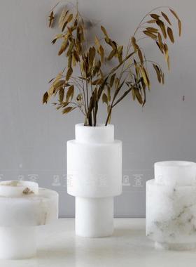 简约轻奢高器端间天然云店石大理石花花瓶样板酒客厅餐厅装GGP饰