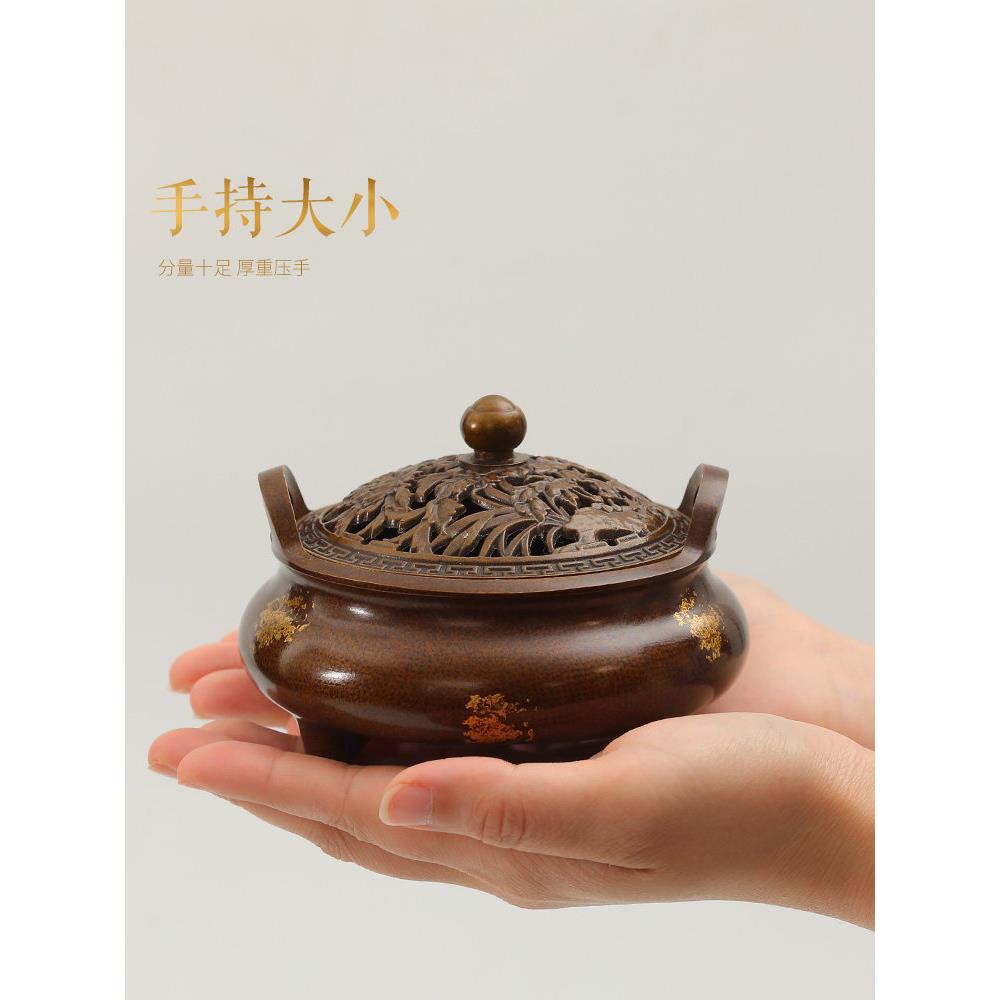 采购产品紫顶纯黄铜佛像香炉,家用室内供养香炉,宣德香炉,古董
