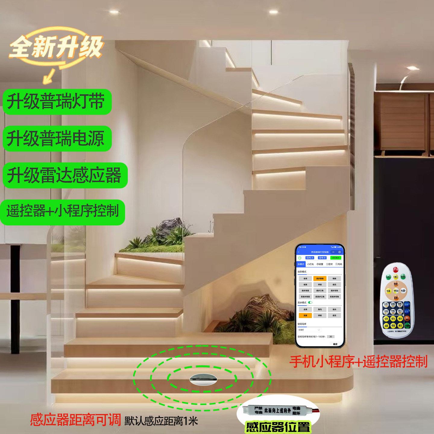 2026网红楼梯踏步智能感应台阶灯别墅室内免布线梯步灯带总线款