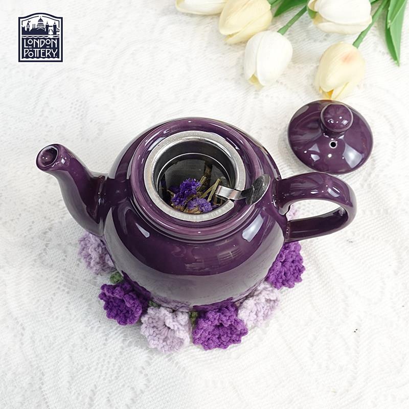 LondonPottery田园莓紫色英式陶瓷茶壶带滤网小清新下午茶泡茶壶