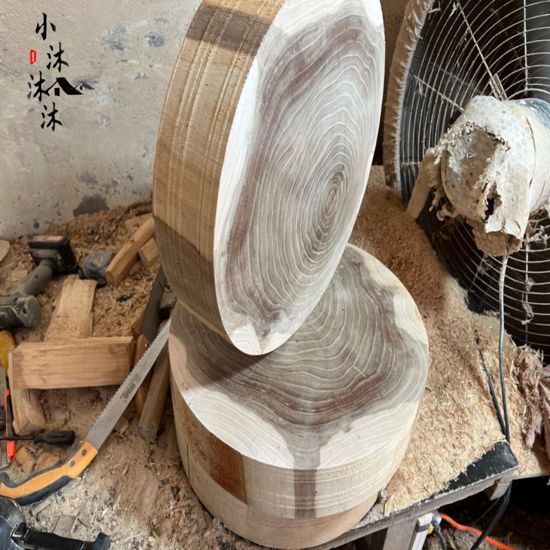 加厚菜墩实木圆形整木剁骨肉墩砧板加厚家庭肉摊饭店专用榆木菜墩