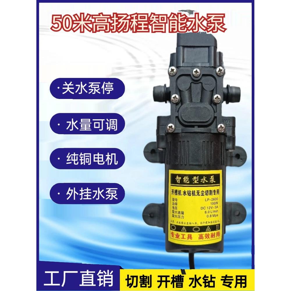 12V直流水泵自吸水泵小型自动启停开槽机切割机水泵莱茵石专用水