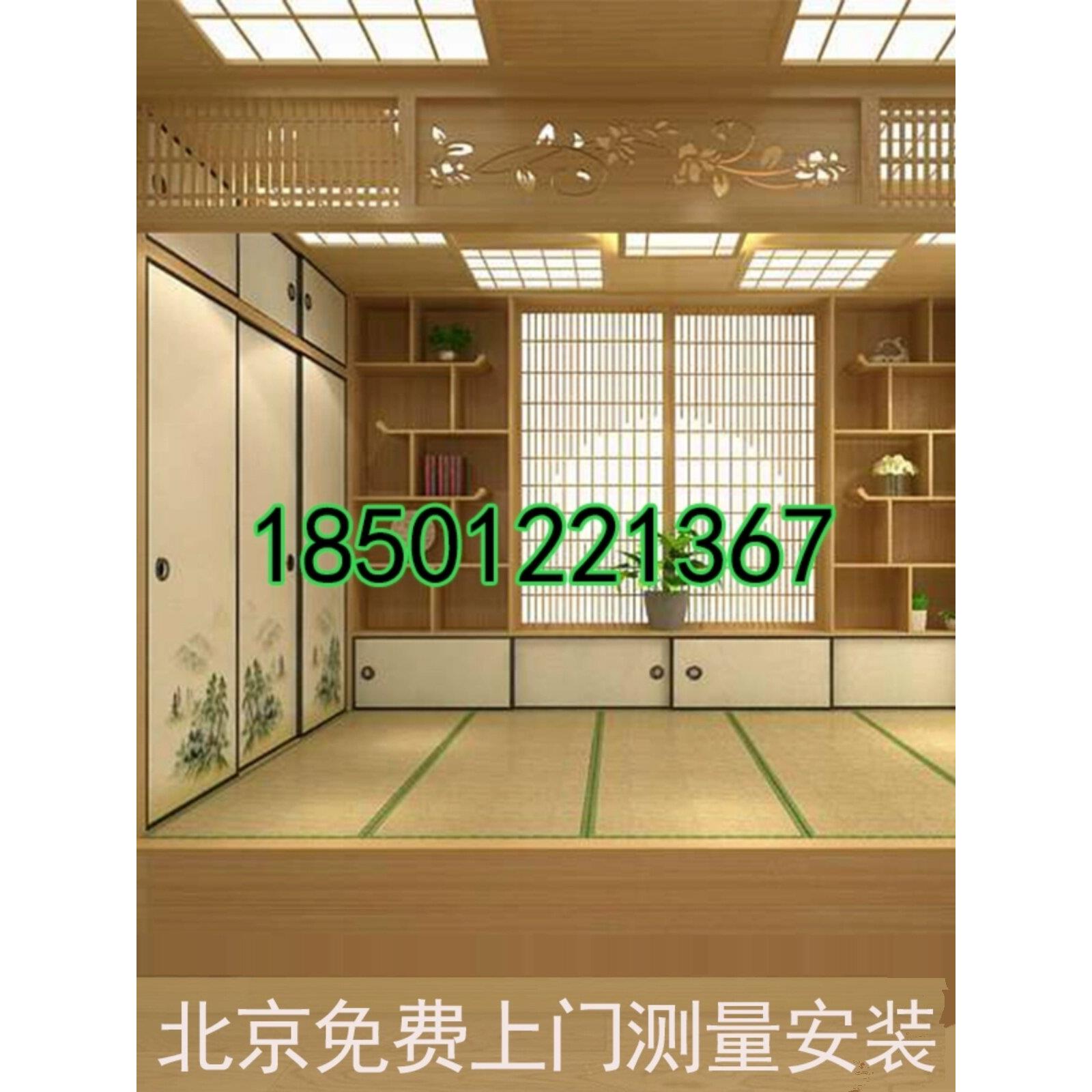 北京新中式实木榻榻米定制地台床储物衣柜一体榻榻米整体卧室欧式