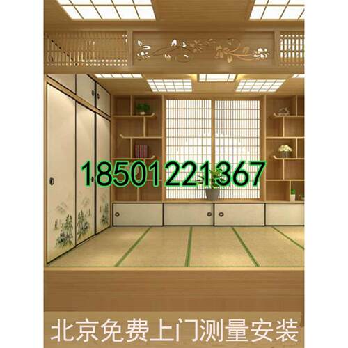 北京新中式实木榻榻米定制地台床储物衣柜一体榻榻米整体卧室欧式