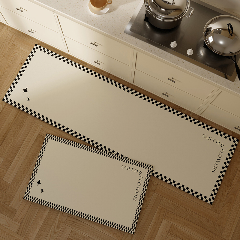 厨房专用地垫奶油风防滑防油可擦免洗地毯硅藻泥吸水垫子防水脚垫