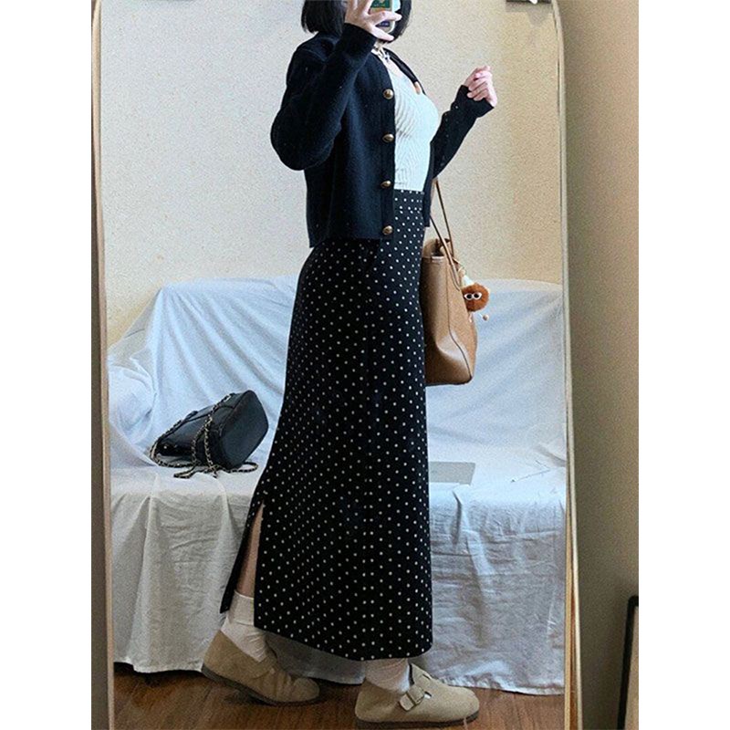 300斤大码胖mm黑色波点半身裙女夏季新款女装裙子梨形显瘦a字半裙