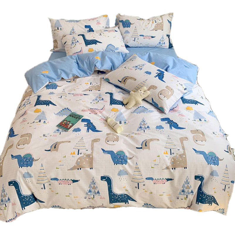 儿童纯棉四件套全棉男孩被罩150x200卡通床单床笠被套1.2床三件套