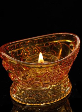 水晶聚宝盆摆件彩色黄色琉璃收纳碗家居客厅办公桌面摆设