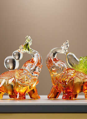 新中式平安喜乐大象桌面摆件家居饰品客厅玄关装饰品乔迁新居礼品