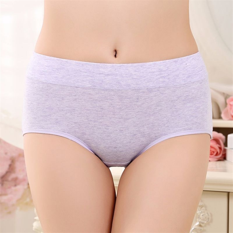 4条装女士彩棉内裤中腰纯棉底裆棉质面料少女大码性感中腰三角裤