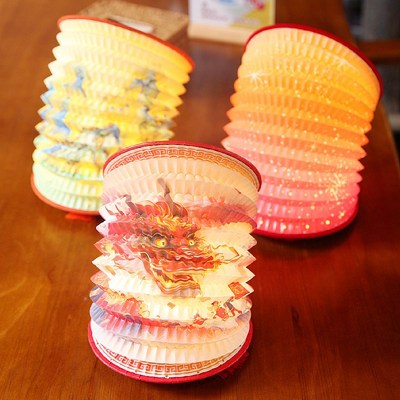 2024甲辰龙年风琴龙灯笼花灯中秋节复古风手提充电发光纸灯笼成品