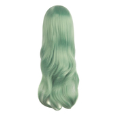 潼漫 cos假发女长发动漫高温丝浅绿色齐斜刘海万用70cm微卷全头套