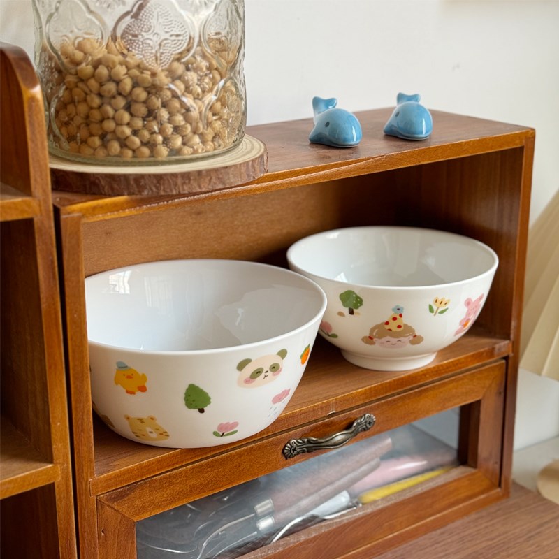 北府 童趣骨瓷小碗米饭碗面碗直身碗甜品碗儿童陶瓷碗可微波家用