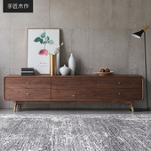 DIY原木定制家具北美黑胡桃全实木轻奢家用电视机视听柜北欧简约