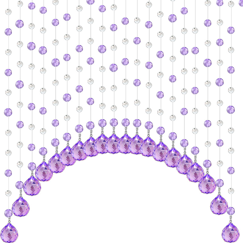 珠帘门帘水晶隔断帘子餐厅装饰帘窗帘连弧白加紫客厅玄关免打孔