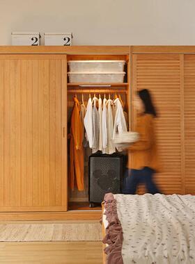 室现代简约全木OAA衣柜用卧可日式实推拉门家樱桃木大衣柜收纳柜