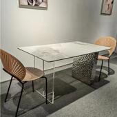 新天然奢石亚力不锈克钢水波餐纹悬浮岛台岩板桌椅小XIV户款 型超