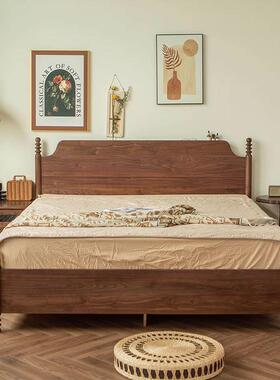 美全木储物ali41564实床黑胡桃木双人箱体床复式古原主木卧室大床