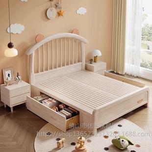 卧全实木NWM儿床原木童男生小户型储物床.2米单人1床女孩室床1米5