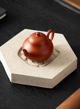 砂陶吸水100ML盘福字壶承六可边形陶瓷TFE壶托蓄水壶垫茶托干茶泡