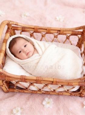 儿复古道藤条床新生儿宝宝摄影摆床婴摄影YHZ工作室篮专用背景拍