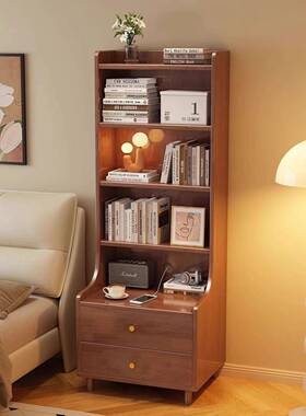 实柜木床头书架一体多层置物架卧床边加高RPM储物柜小款型窄收室