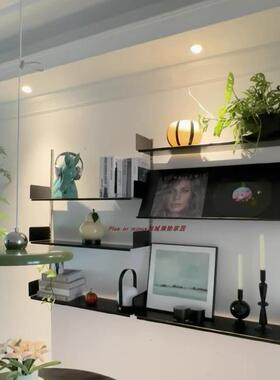 极简墙挂上壁开储放系统置UUY物架黑色收多层轨道书纳架物陈列展