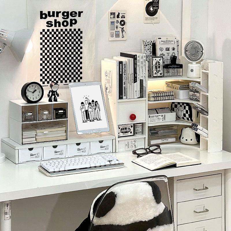 生宿舍桌面转角置学JSG物架桌桌拐角收纳书架书工位办公桌改造好