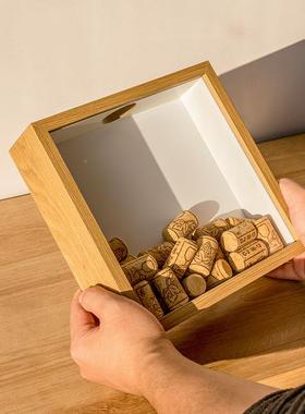 红酒收展示框软木相框塞酒瓶瓶塞收集纳双MS001-1面透明塞中空相