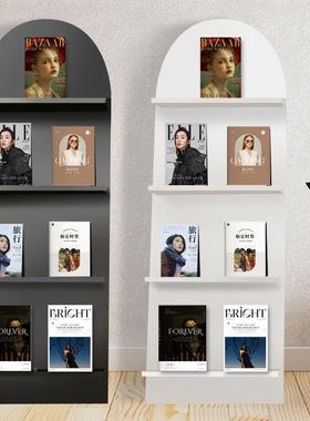 木中古啡风实靠墙落报刊展示架咖厅BKJ-7574艺术装饰摆件多层地式