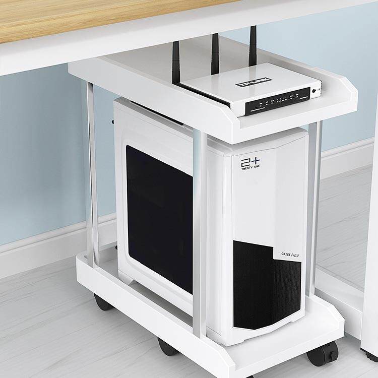 台机式脑主机托架盘双层移电动万向F9696J95轮底座托置地式箱打印