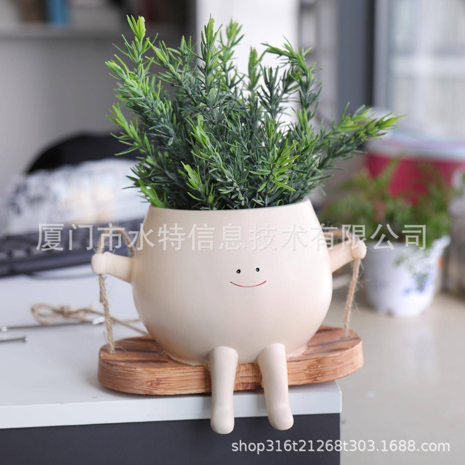 可爱笑脸创意秋脂千花盆DQQ多花肉盆绿植网红个花性盆摆件树工艺