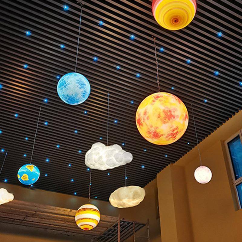 创意地球网星幼球吊儿园灯商场C2345圆球行吊灯游乐园儿童房学红