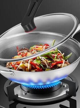 凹面磁炉专锅不粘炒OXK菜不电生锈双屏锅三层用钢不锈钢炒锅圆底