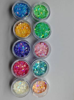 厂家直糖果色金葱粉大EXQ混合片闪粉亮皮革滴销胶流麻diy小饰品