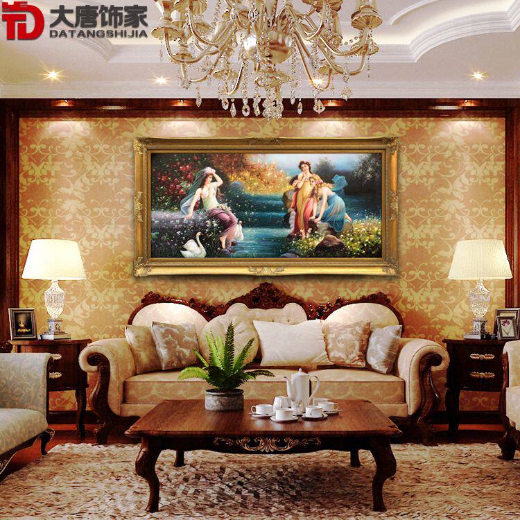 高档欧式纯手工油画宫廷古典天使人物客厅卧室玄关画装饰画N173