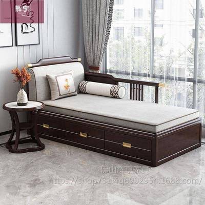 新式小户EAP型美中民榻实木贵妃榻躺椅客厅布艺人沙发阳台休闲单