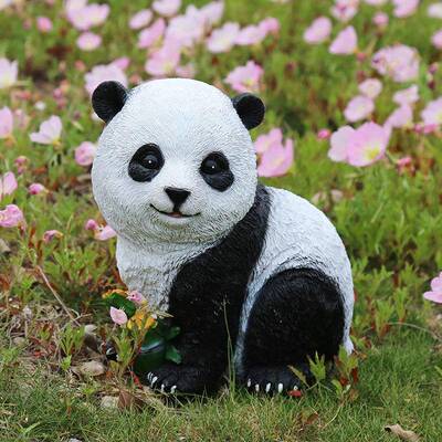 户庭院装饰仿真动物景熊猫树脂园林雕塑花HR586艺园草坪外观工品