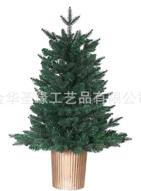 高档植绒圣诞树0—1920CM仿落雪工艺复古盆桌75181面摆方装件圣诞