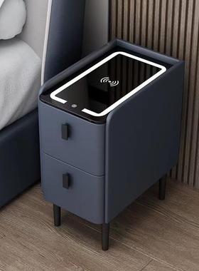 网电简约现代能智床头柜红无线充58678实木小型收纳柜储物柜床边