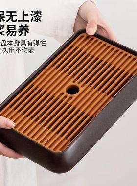 新中式两高档轻储奢电木茶排水盘水式用泡茶71615专用茶台小茶托