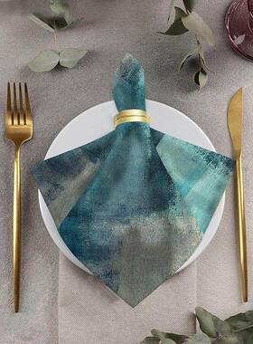 亚马逊新款桌旗蓝节日派对装饰789蓝色巾色何几桌布餐酒店宴会桌